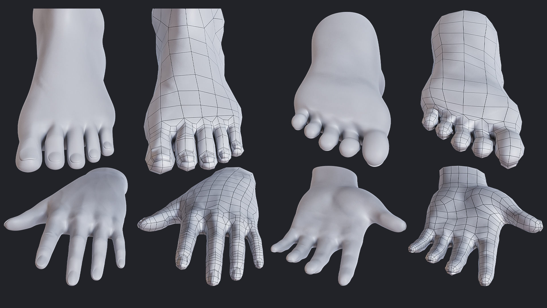 Low poly human base mesh with uv Low-poly 3D model_1