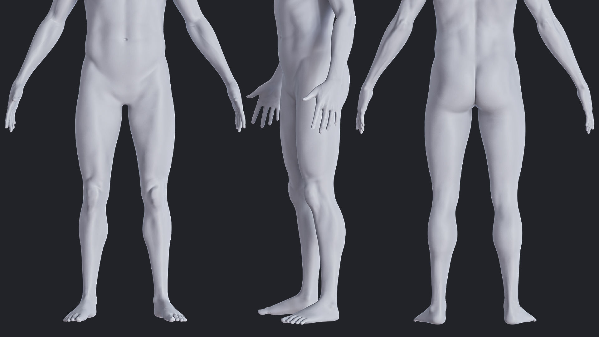 Low poly human base mesh with uv Low-poly 3D model_4