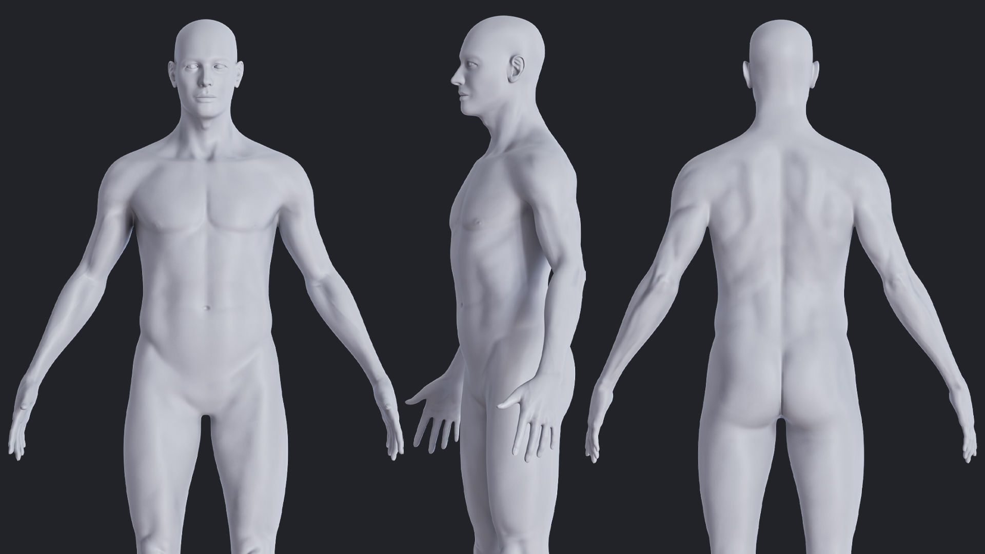 Low poly human base mesh with uv Low-poly 3D model_6