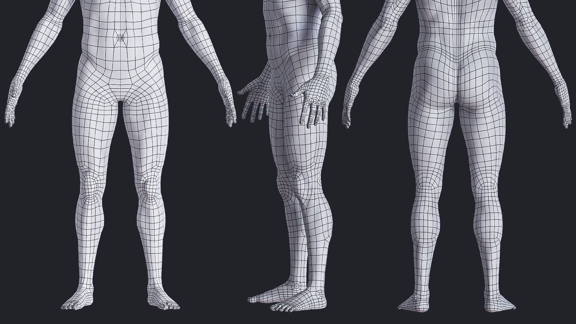 Low poly human base mesh with uv Low-poly 3D model_3