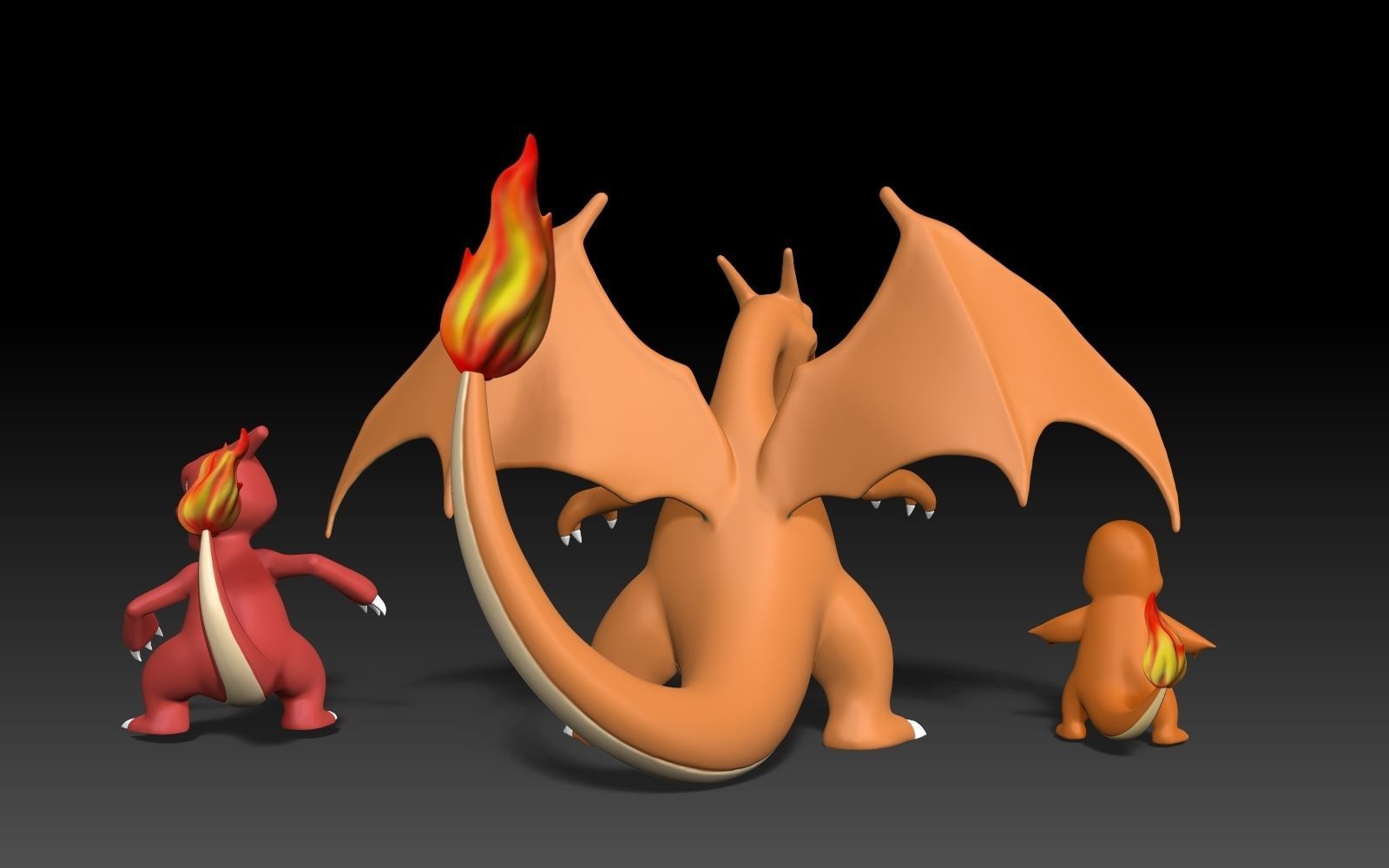 Pokemon Charizard Charmeleon Charmander 3D Print model 3D print model_3