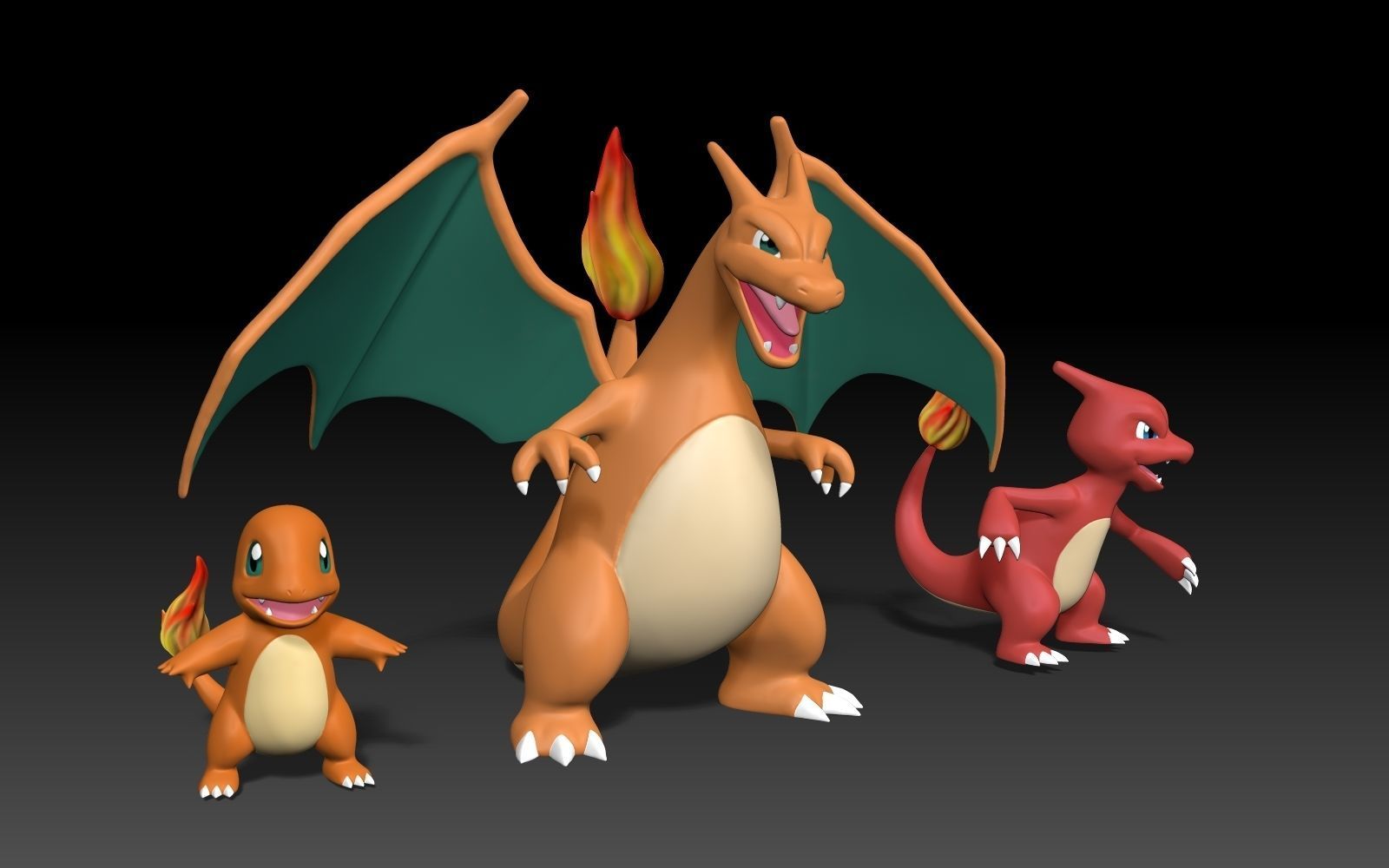Pokemon Charizard Charmeleon Charmander 3D Print model 3D print model_1