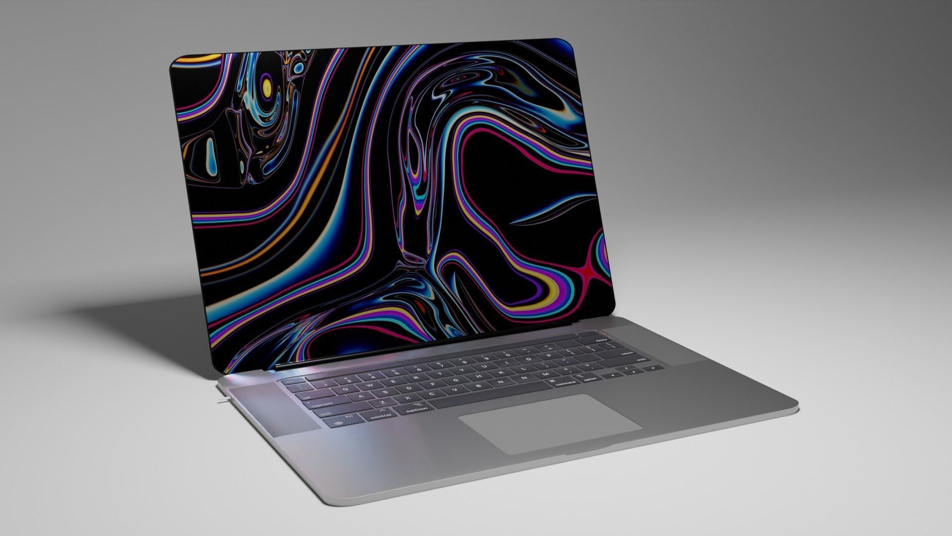 Macbook apple pro laptop swirl design 3D model_1