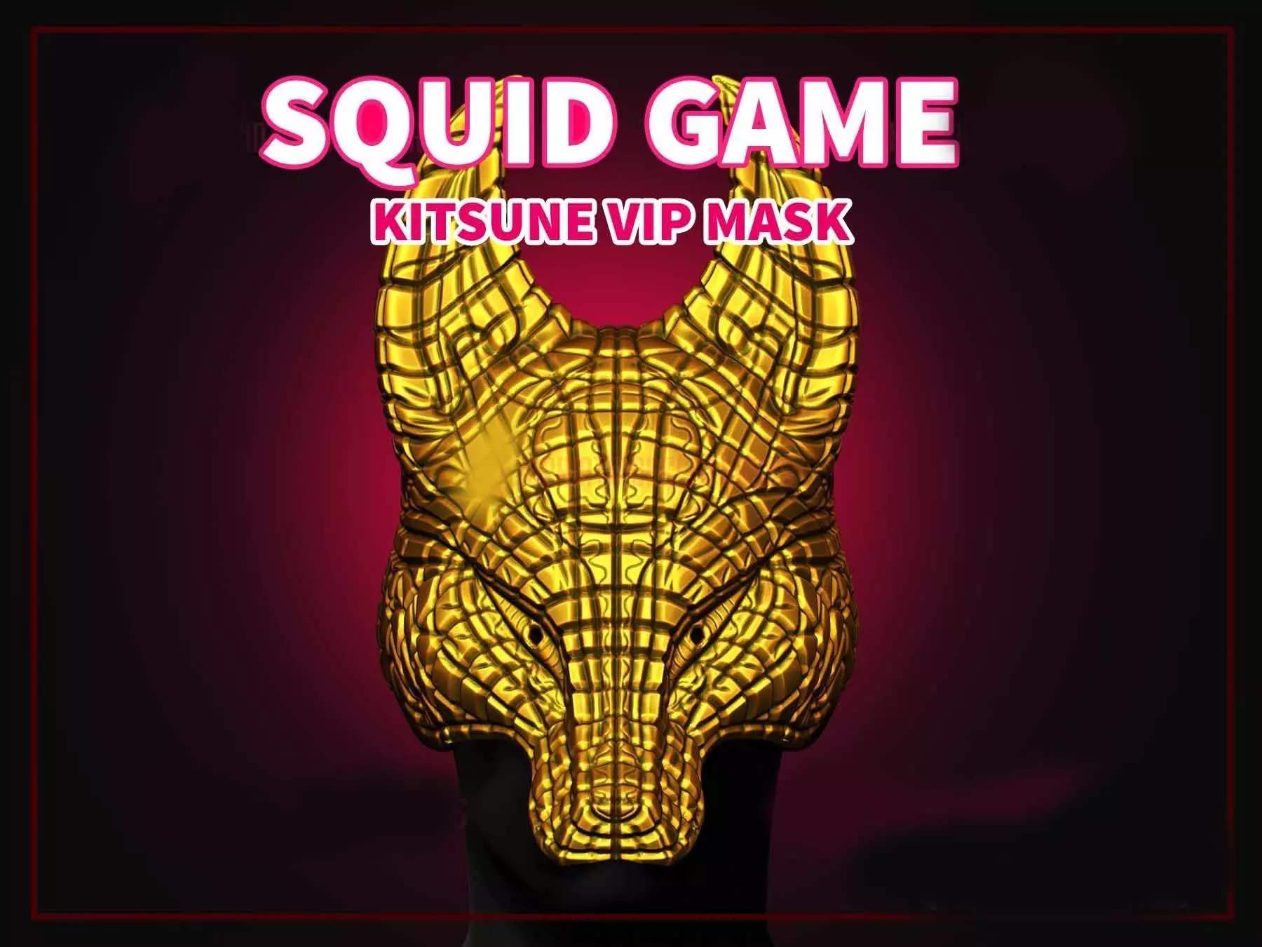 Squid Game Mask - Fox Vip Mask - Kitsune Mask for Cosplay 3D print model_0