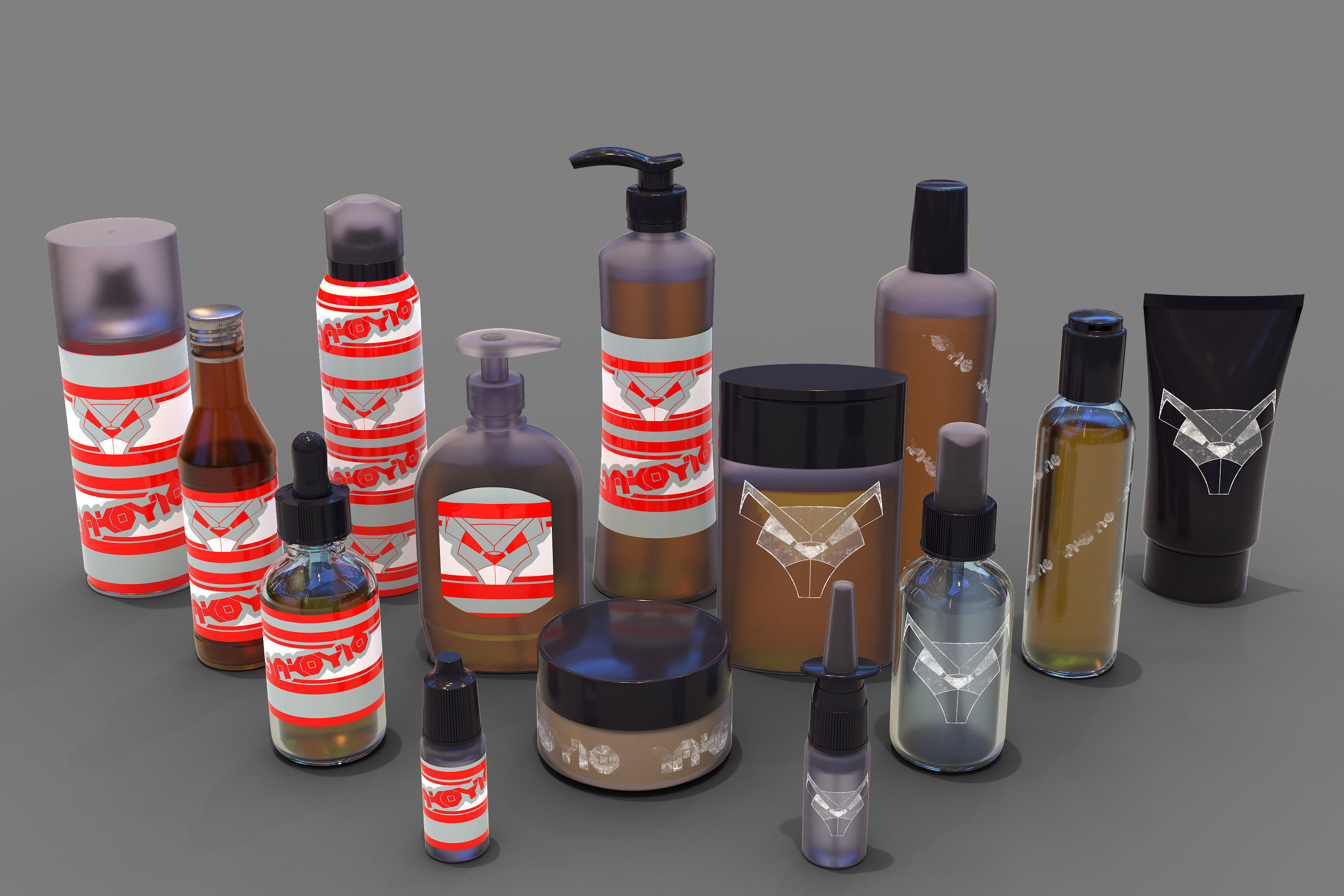 Bottles and cans Low-poly 3D model_6