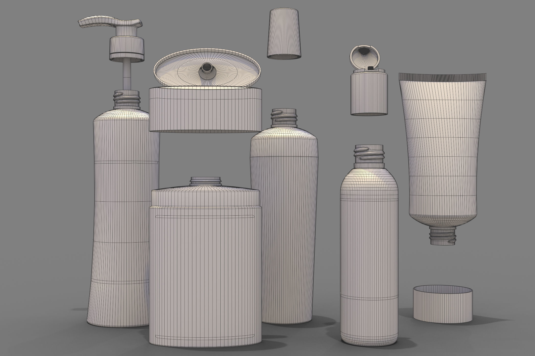 Bottles and cans Low-poly 3D model_4