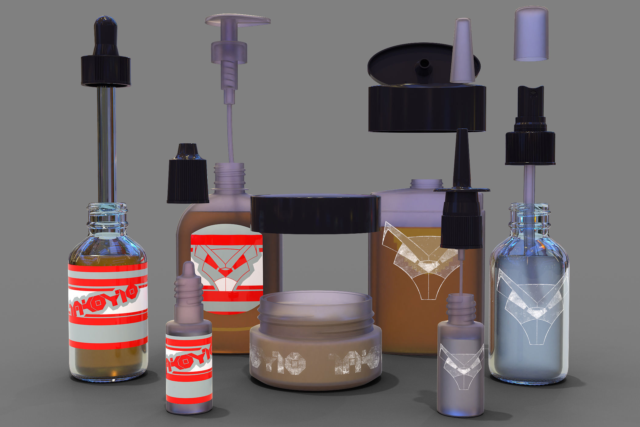 Bottles and cans Low-poly 3D model_10