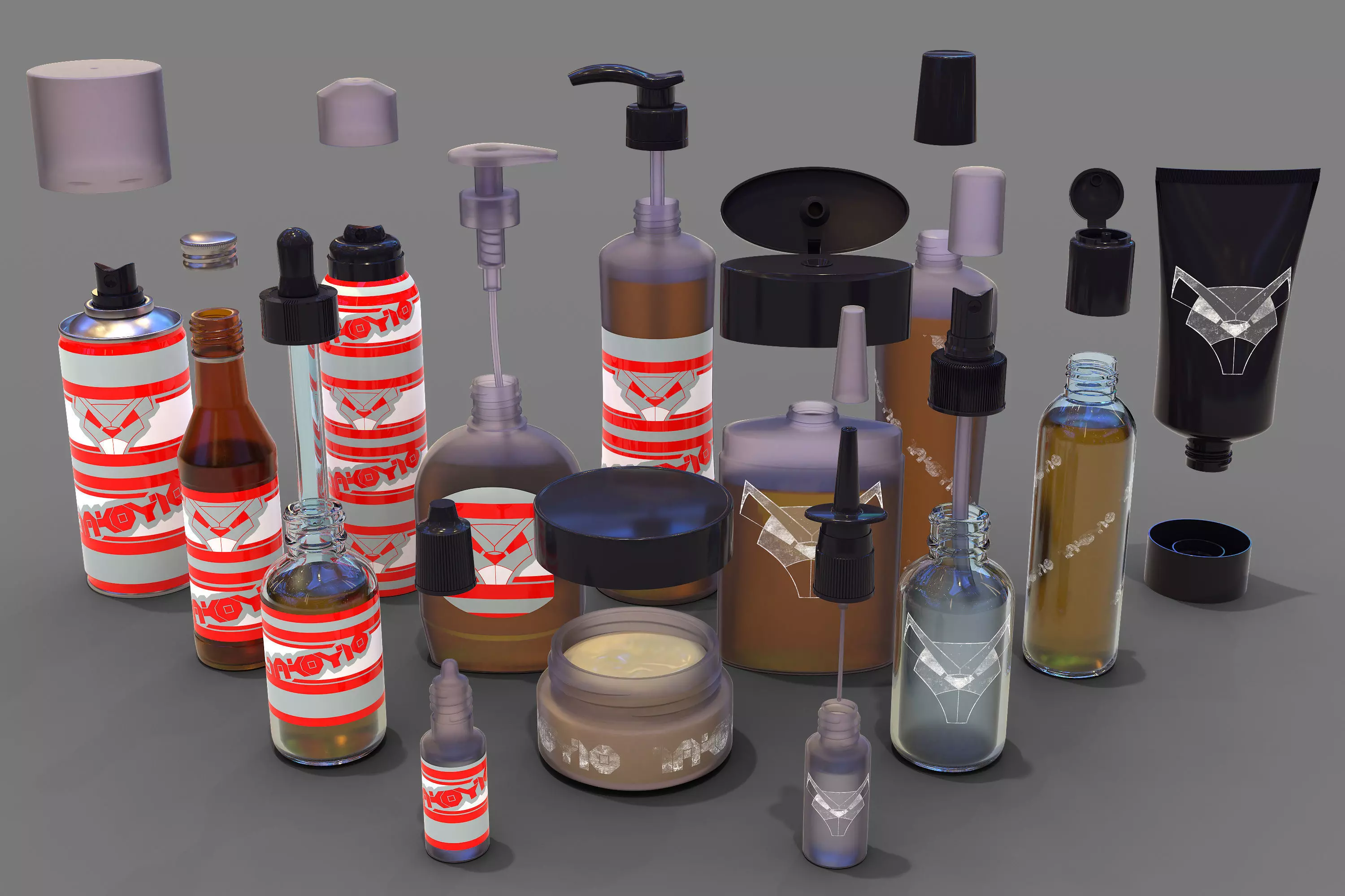 Bottles and cans Low-poly 3D model_0