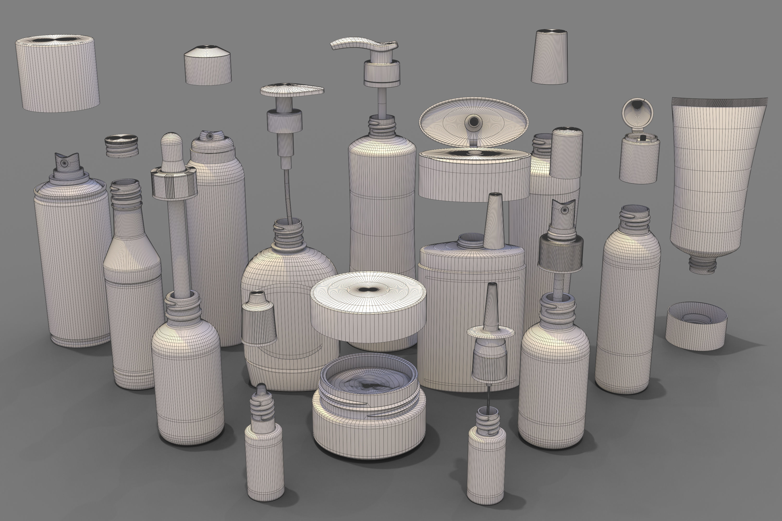 Bottles and cans Low-poly 3D model_2
