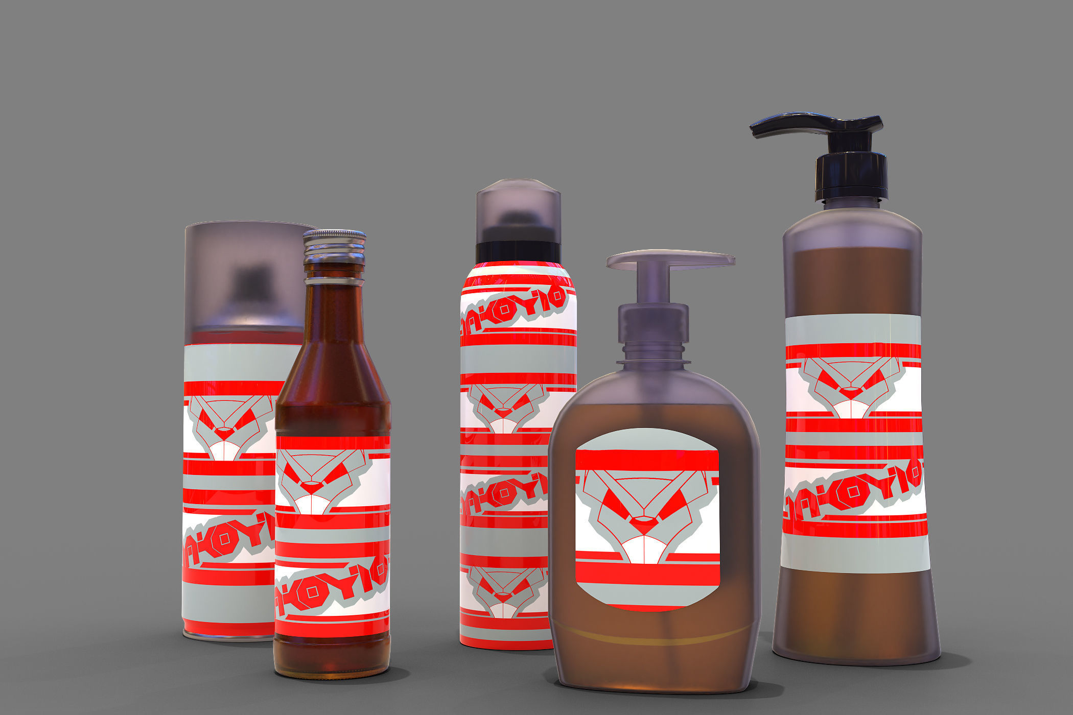 Bottles and cans Low-poly 3D model_8