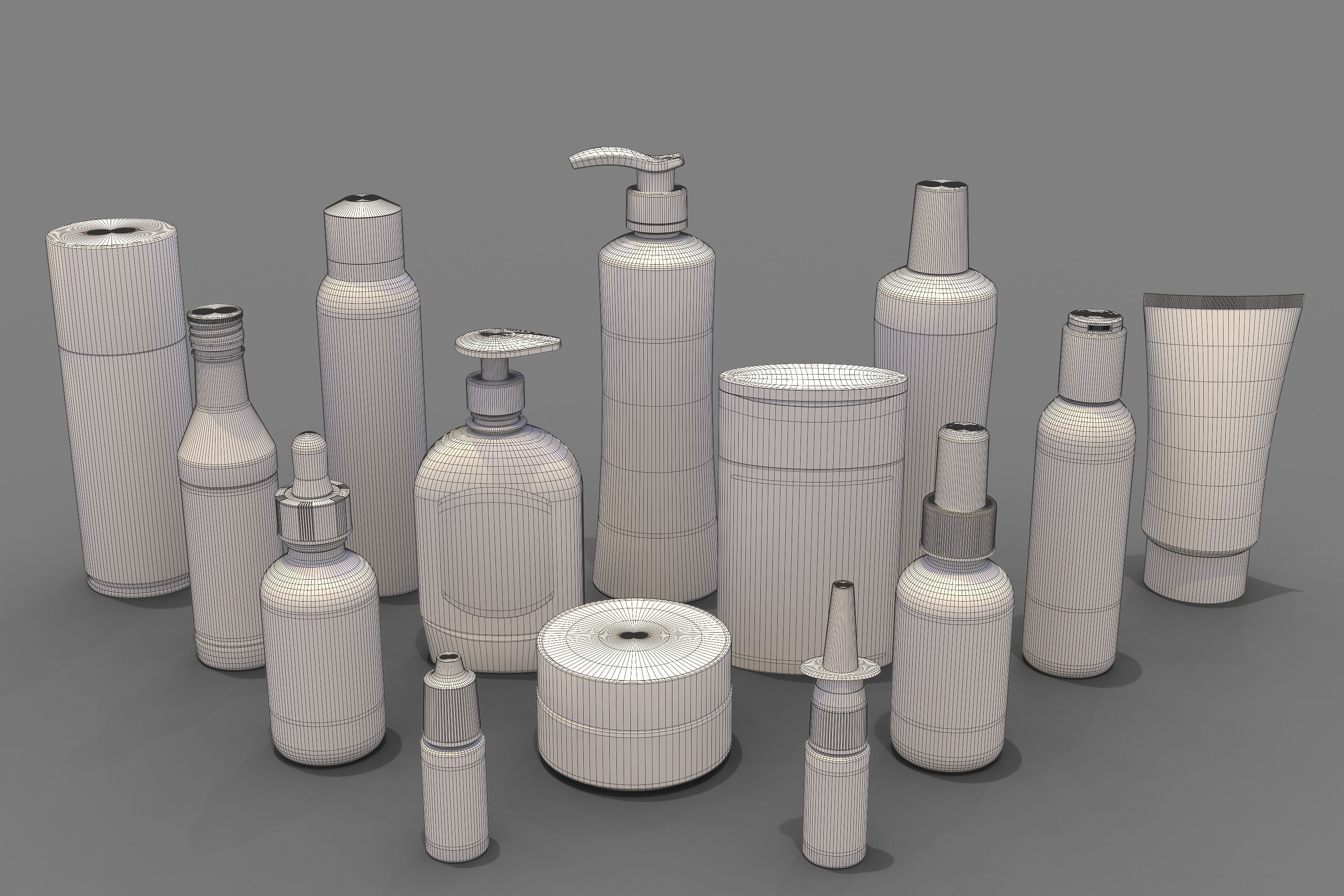 Bottles and cans Low-poly 3D model_13