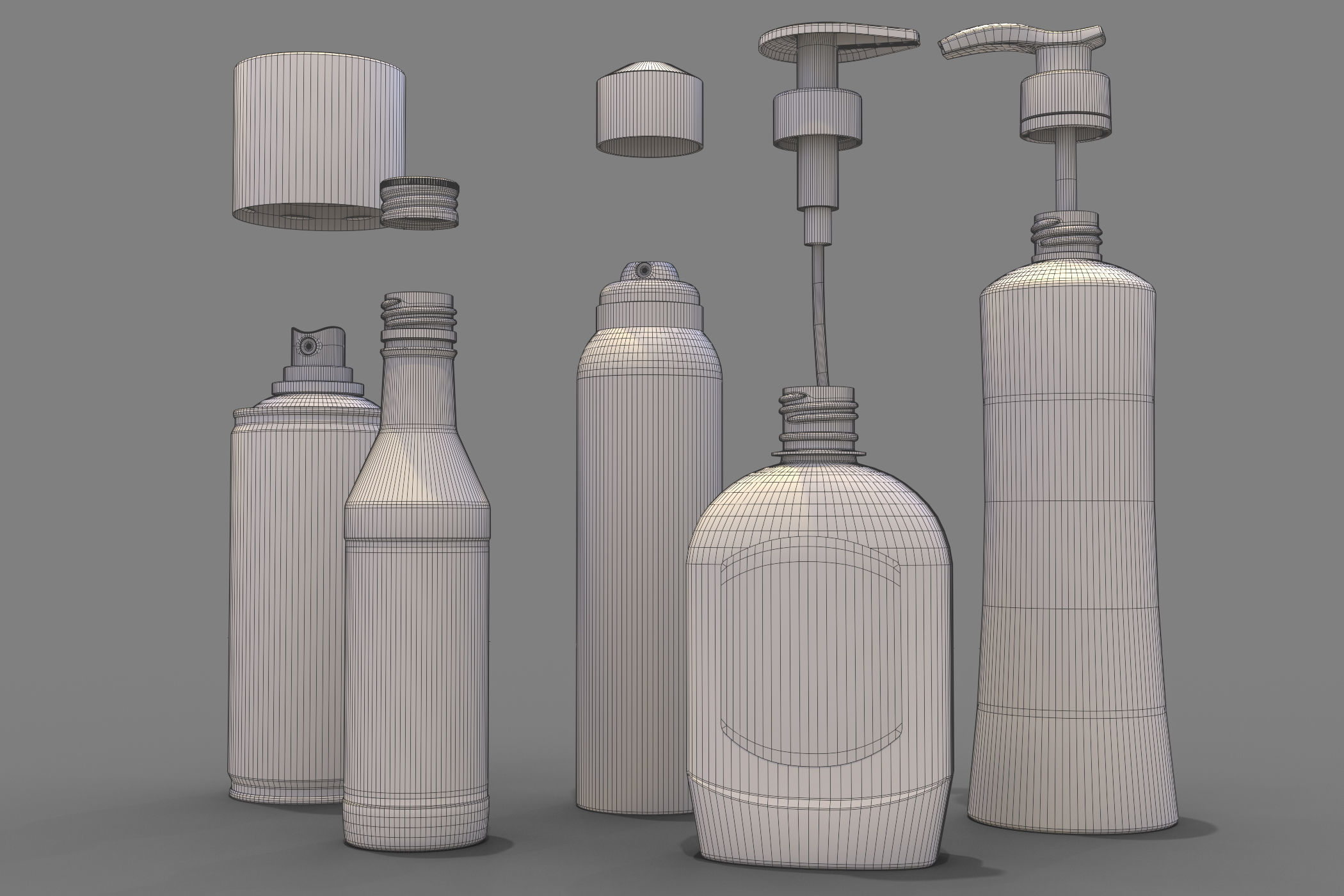Bottles and cans Low-poly 3D model_3