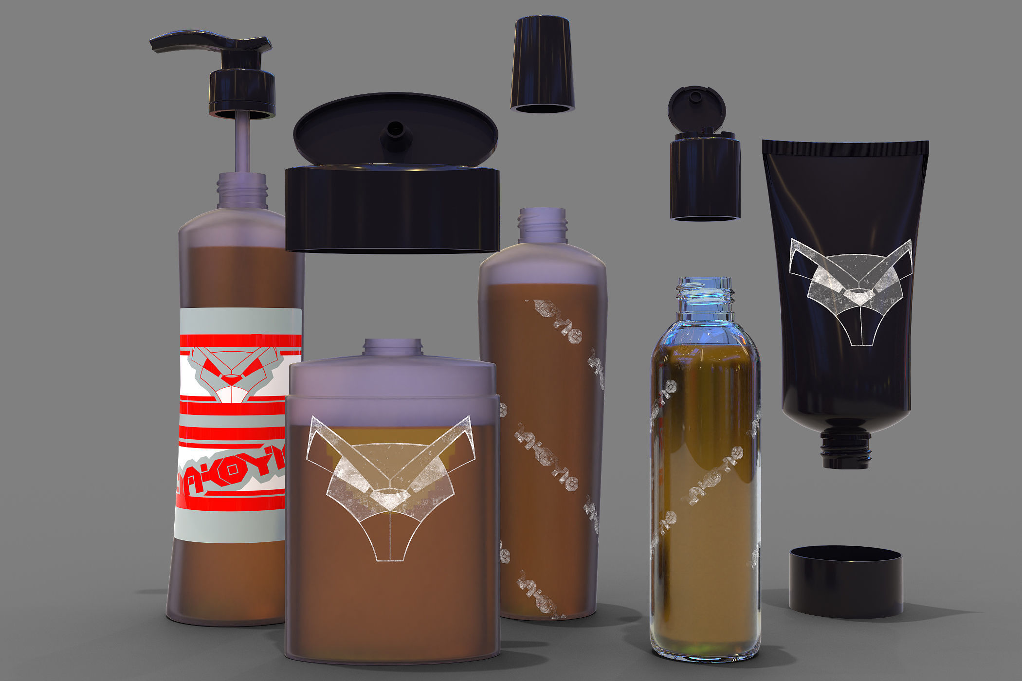 Bottles and cans Low-poly 3D model_9