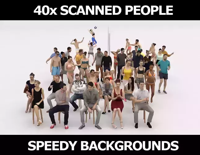 40x  Crowds Scanned Beach Sport Casual Sitting People 
