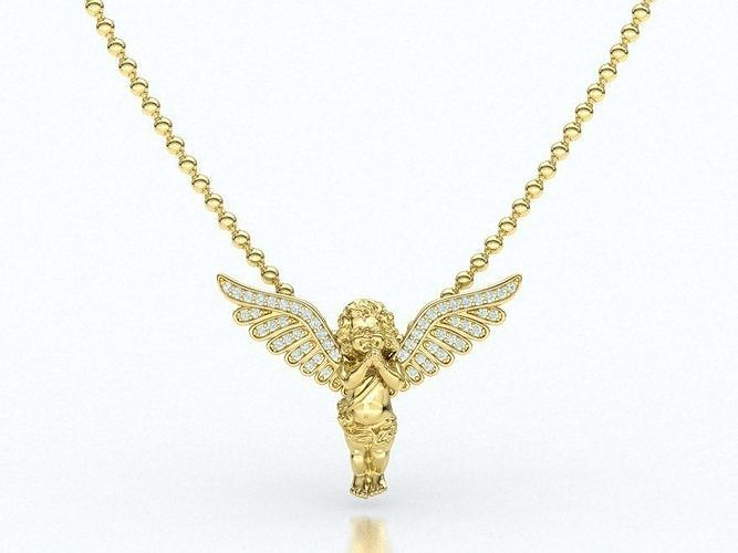 Praying Angel Diamond Pendant Necklace 0204 3model 3D print model