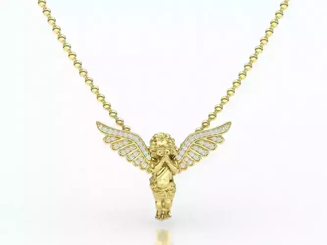 Praying Angel Diamond Pendant Necklace 0204 3model