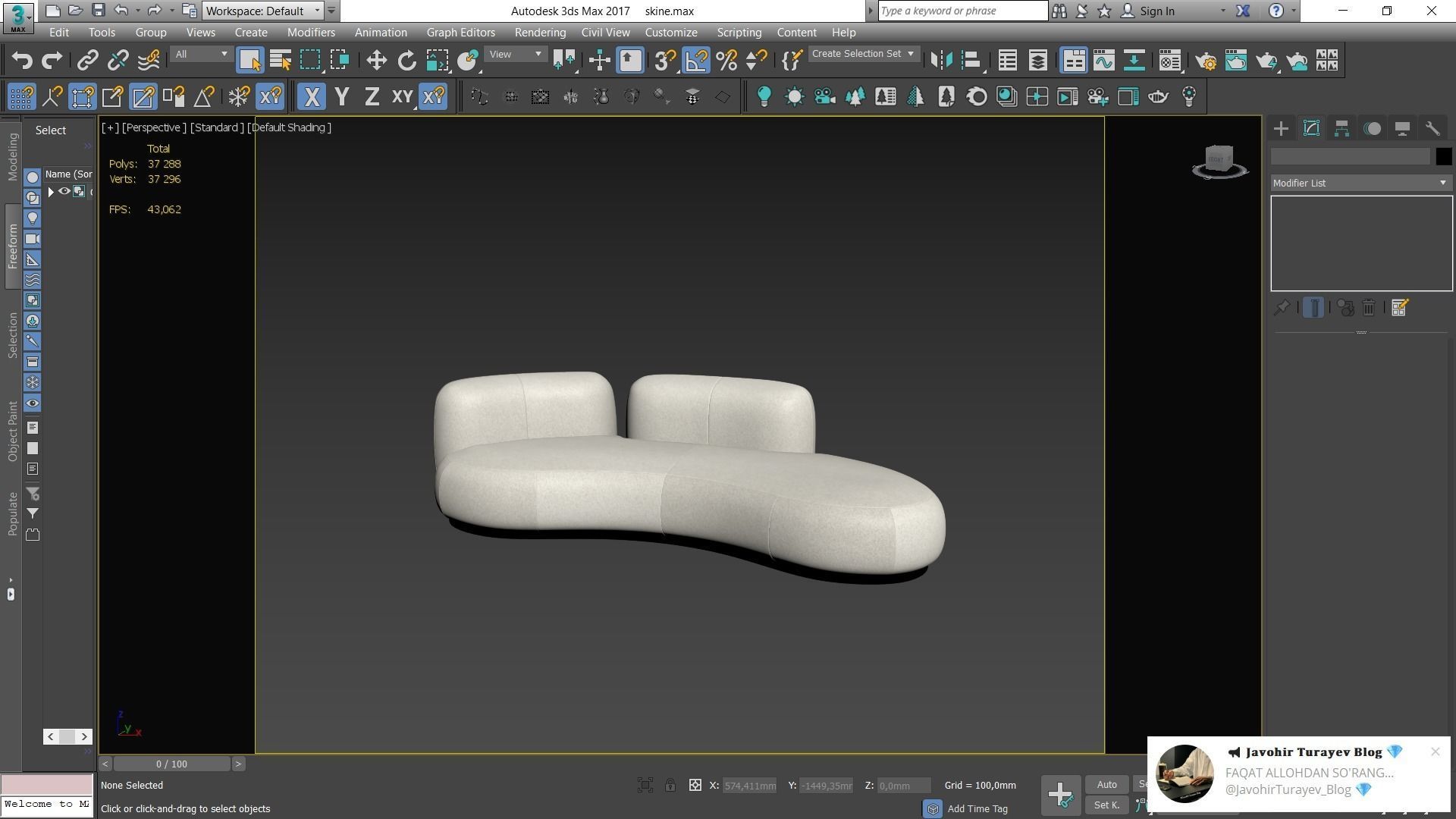 Sofa By Secolo Low-poly 3D model_3