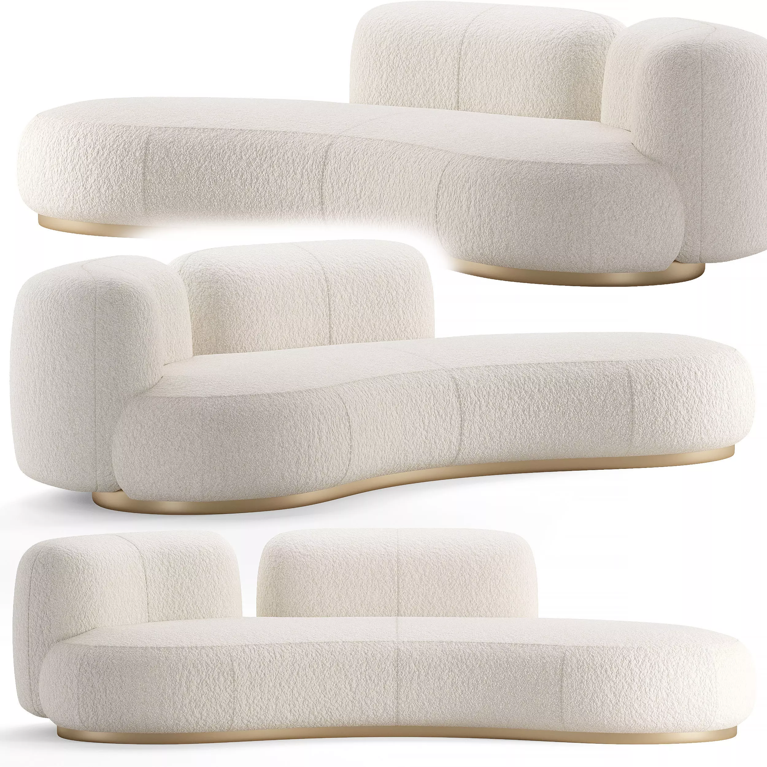 Sofa By Secolo Low-poly 3D model_0