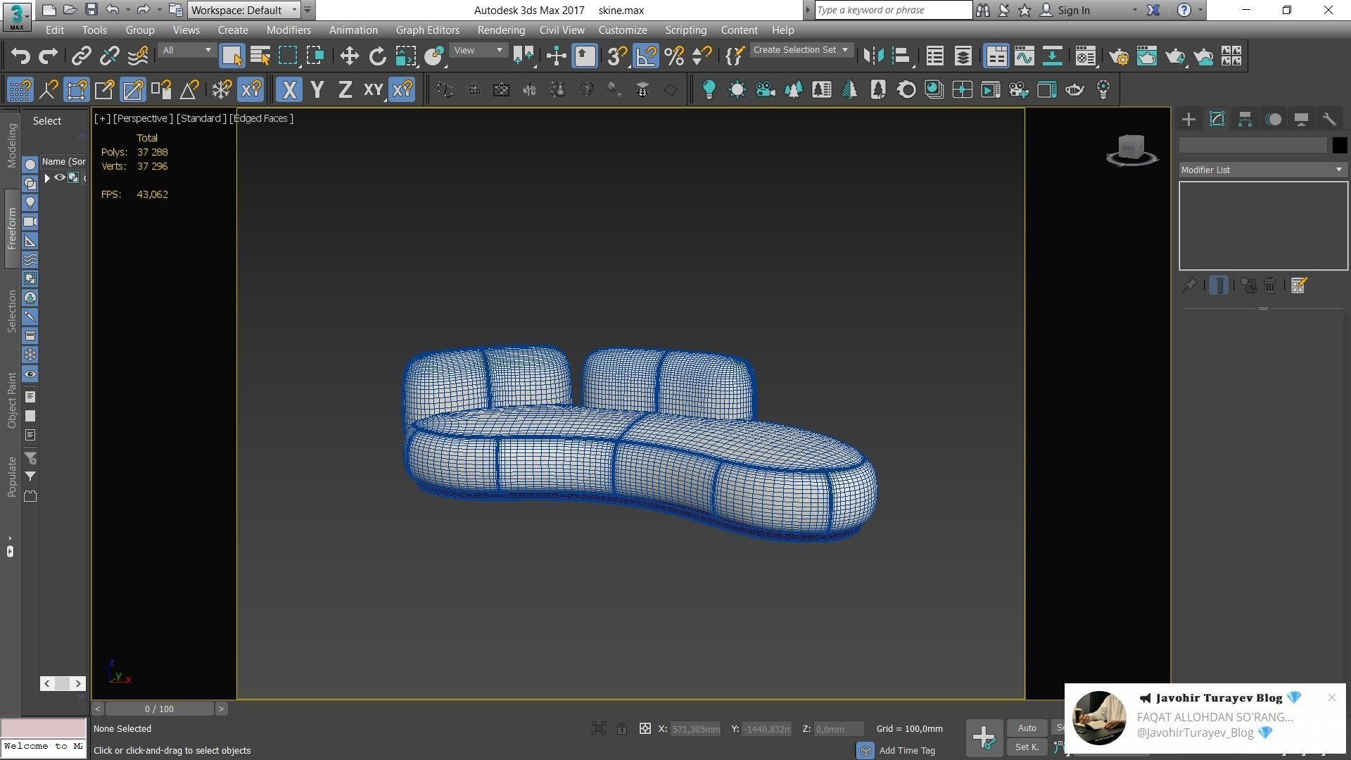 Sofa By Secolo Low-poly 3D model_4