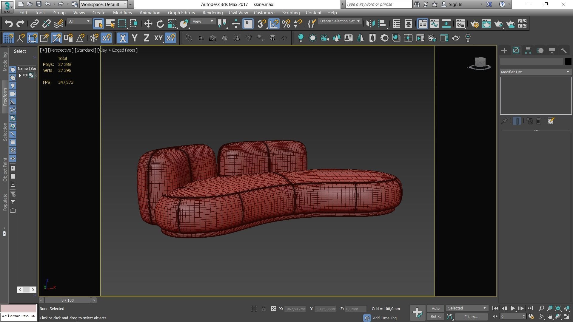 Sofa By Secolo Low-poly 3D model_5