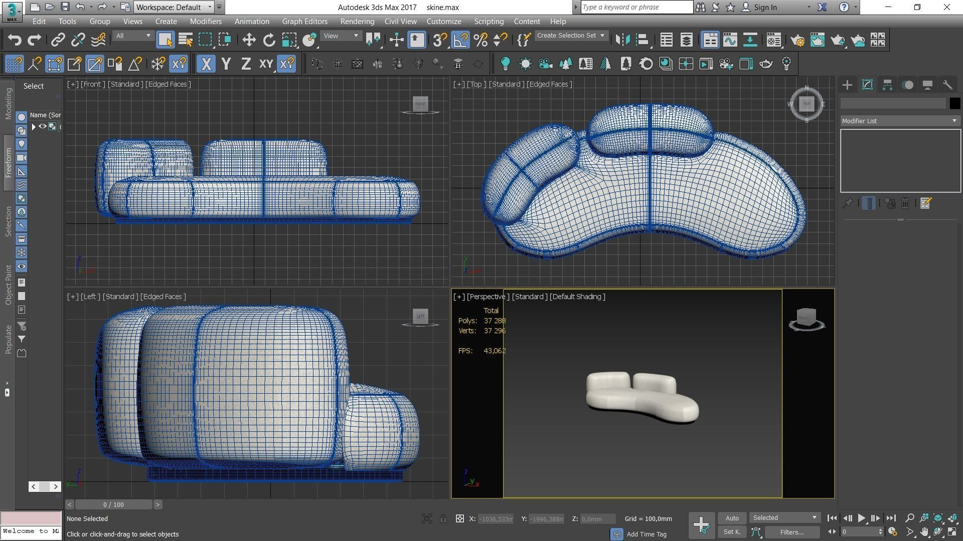 Sofa By Secolo Low-poly 3D model_2