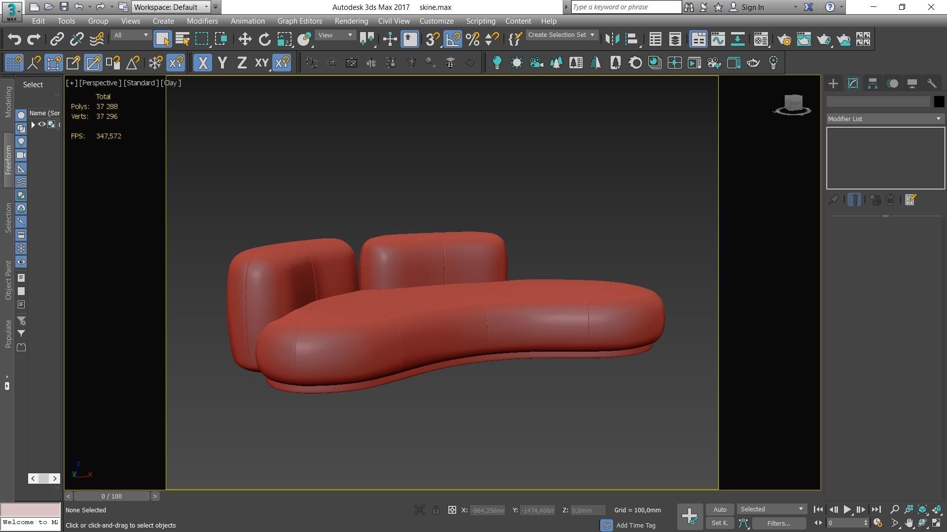 Sofa By Secolo Low-poly 3D model_6