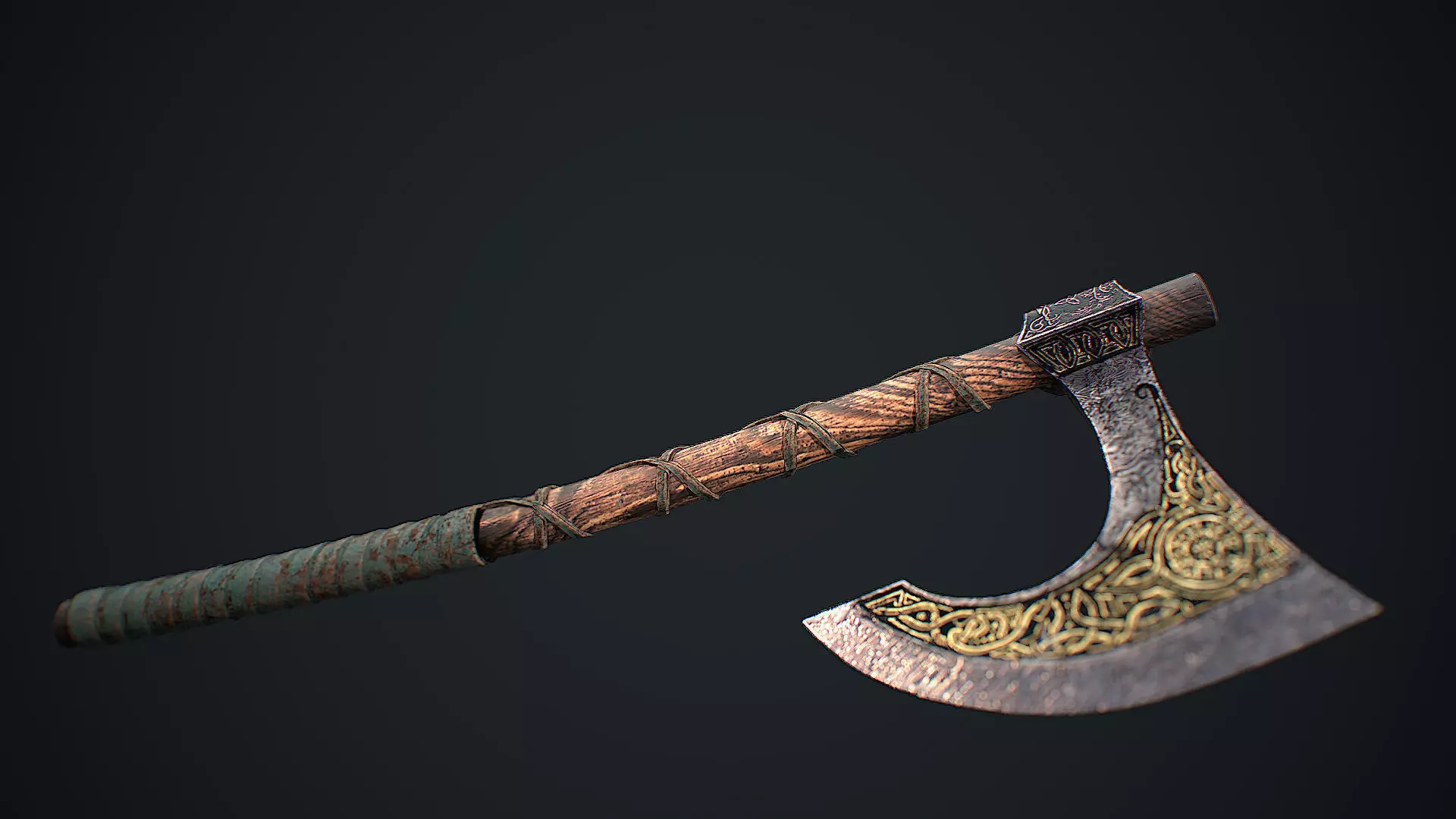 Viking Axe Low-poly 3D model_0