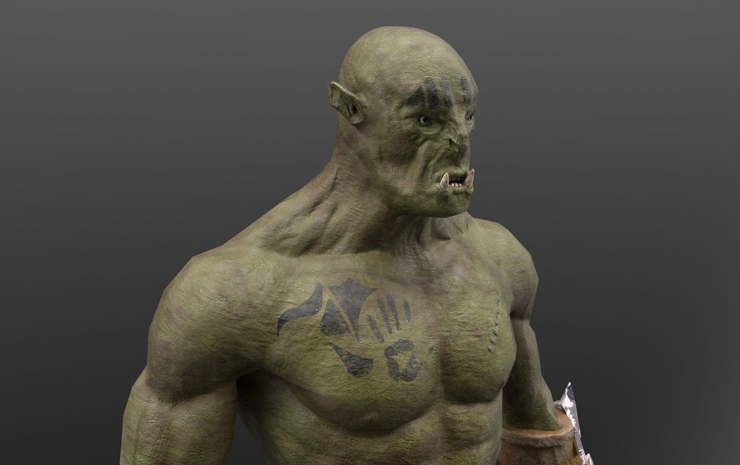 Orc Warrior PBR 4k textures Low-poly 3D model_1