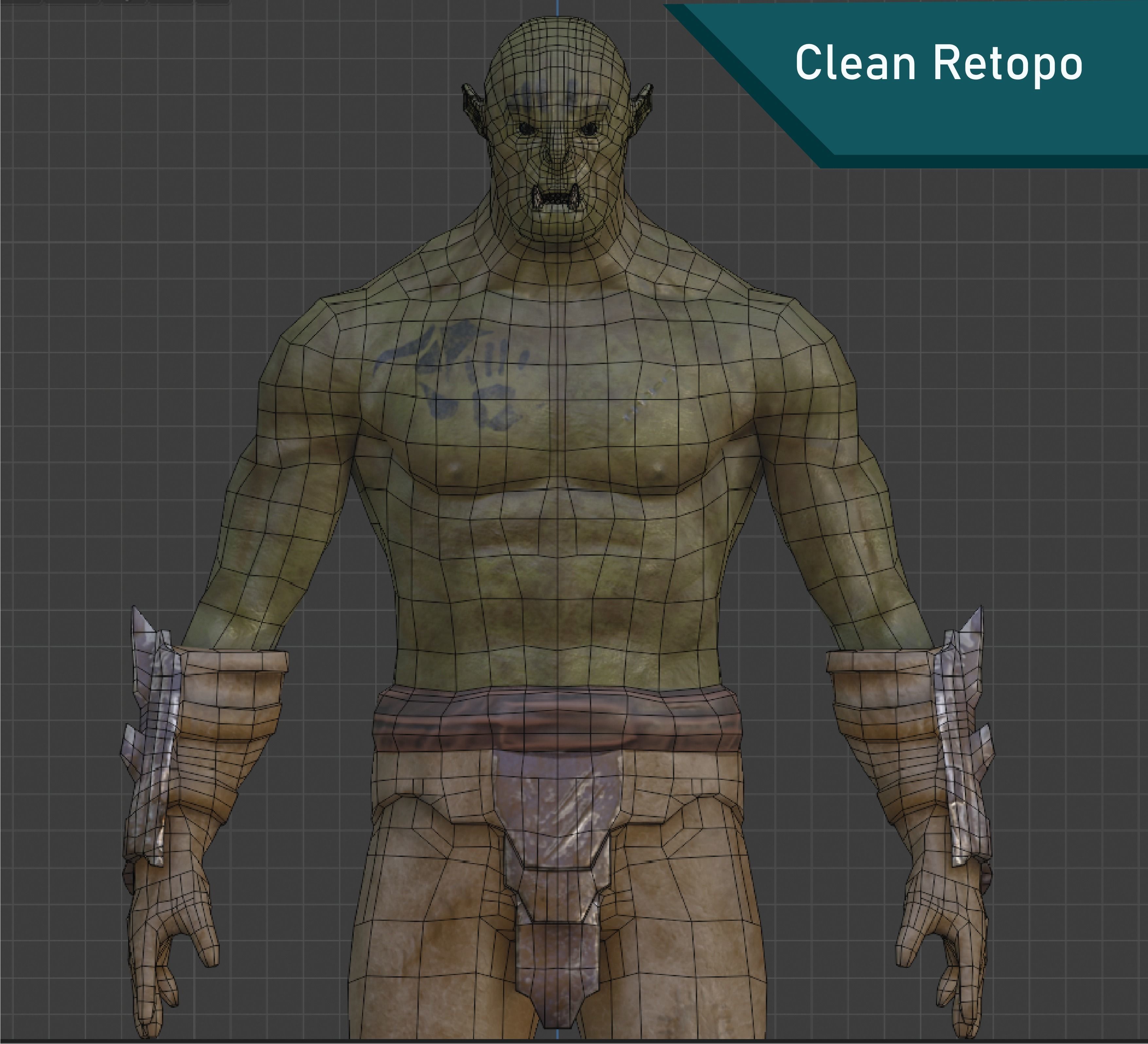 Orc Warrior PBR 4k textures Low-poly 3D model_6