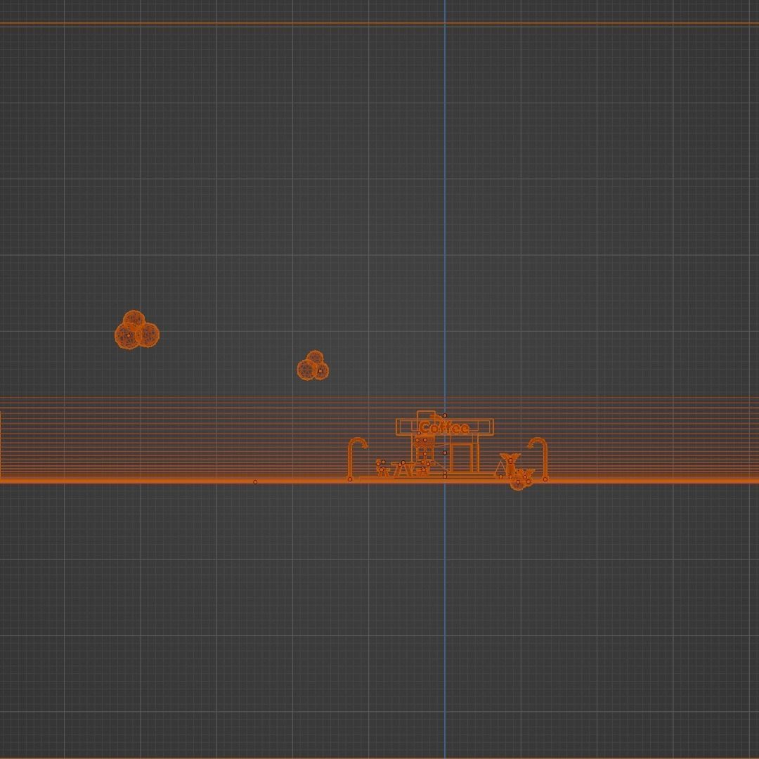 3D Coffee shop made in blender Low-poly 3D model_2