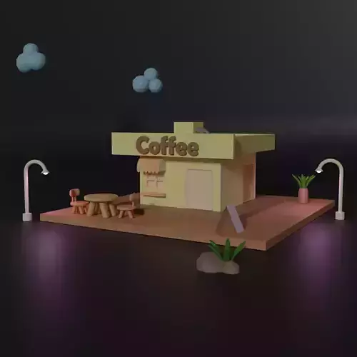 3D Coffee shop made in blender