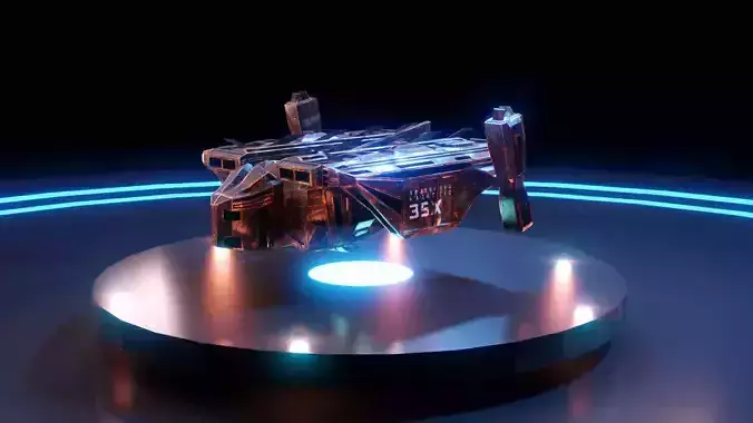 3D Low Poly Sci-Fi Spaceship Free low-poly 3D model