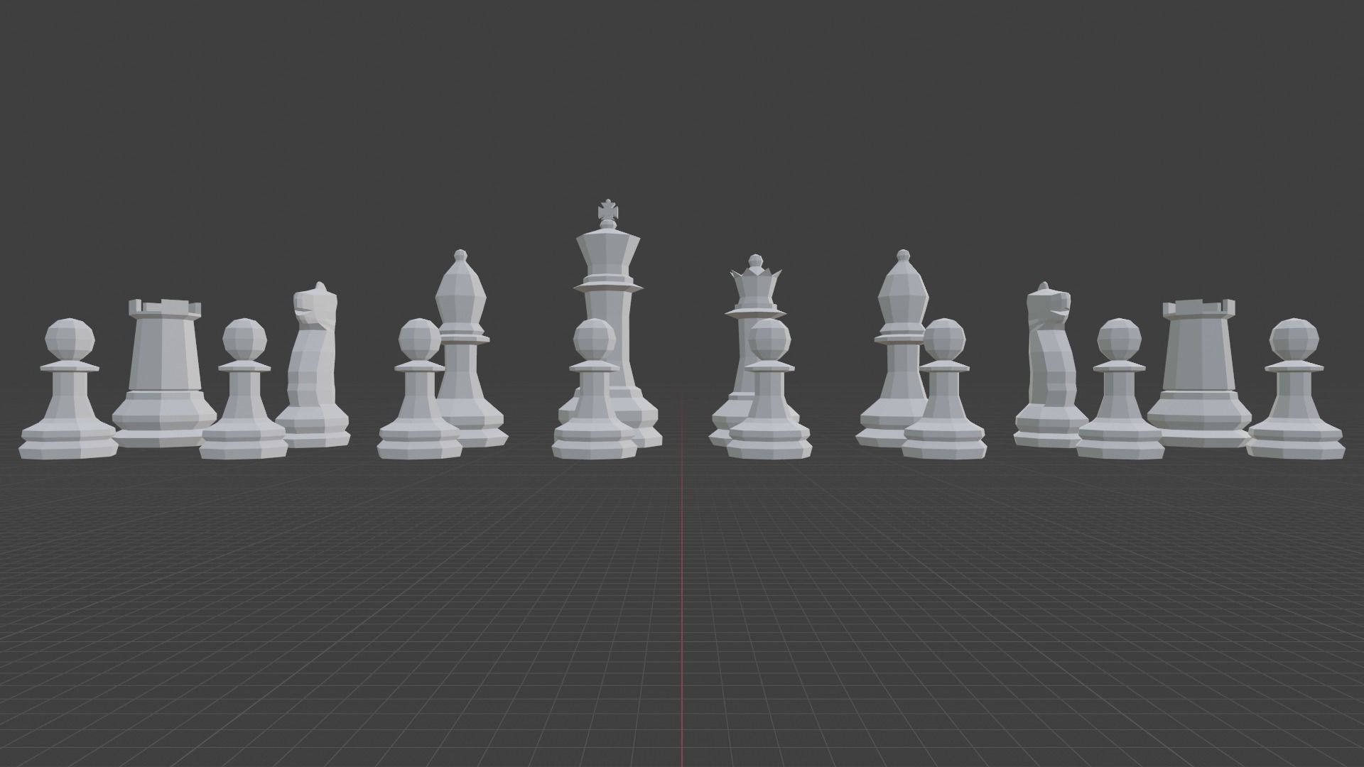Chess Set board with pieces Free low-poly 3D model_4