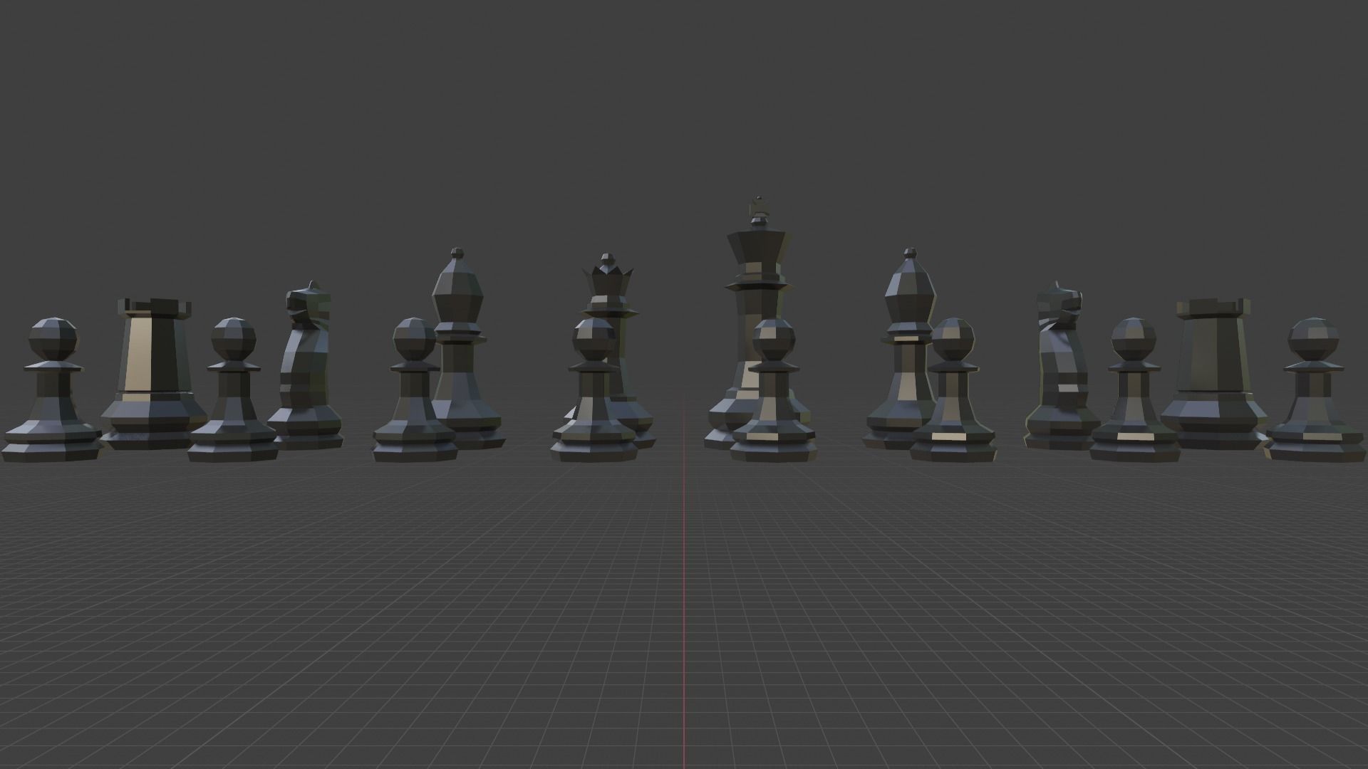 Chess Set board with pieces Free low-poly 3D model_5