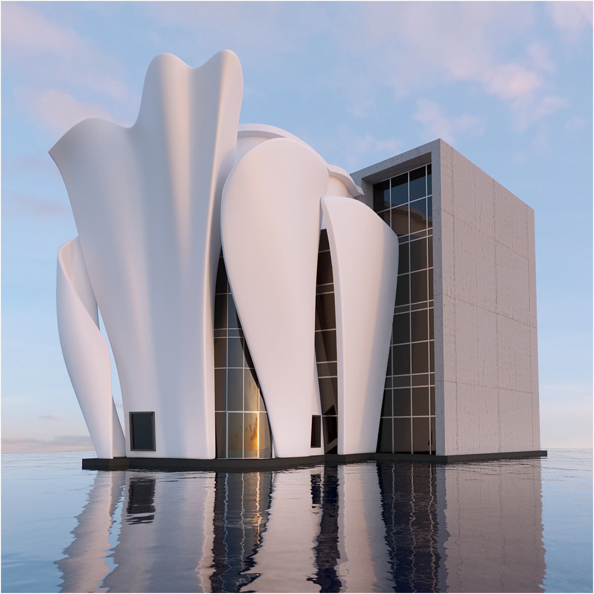 Futuristic commercial building 01 3D model_1