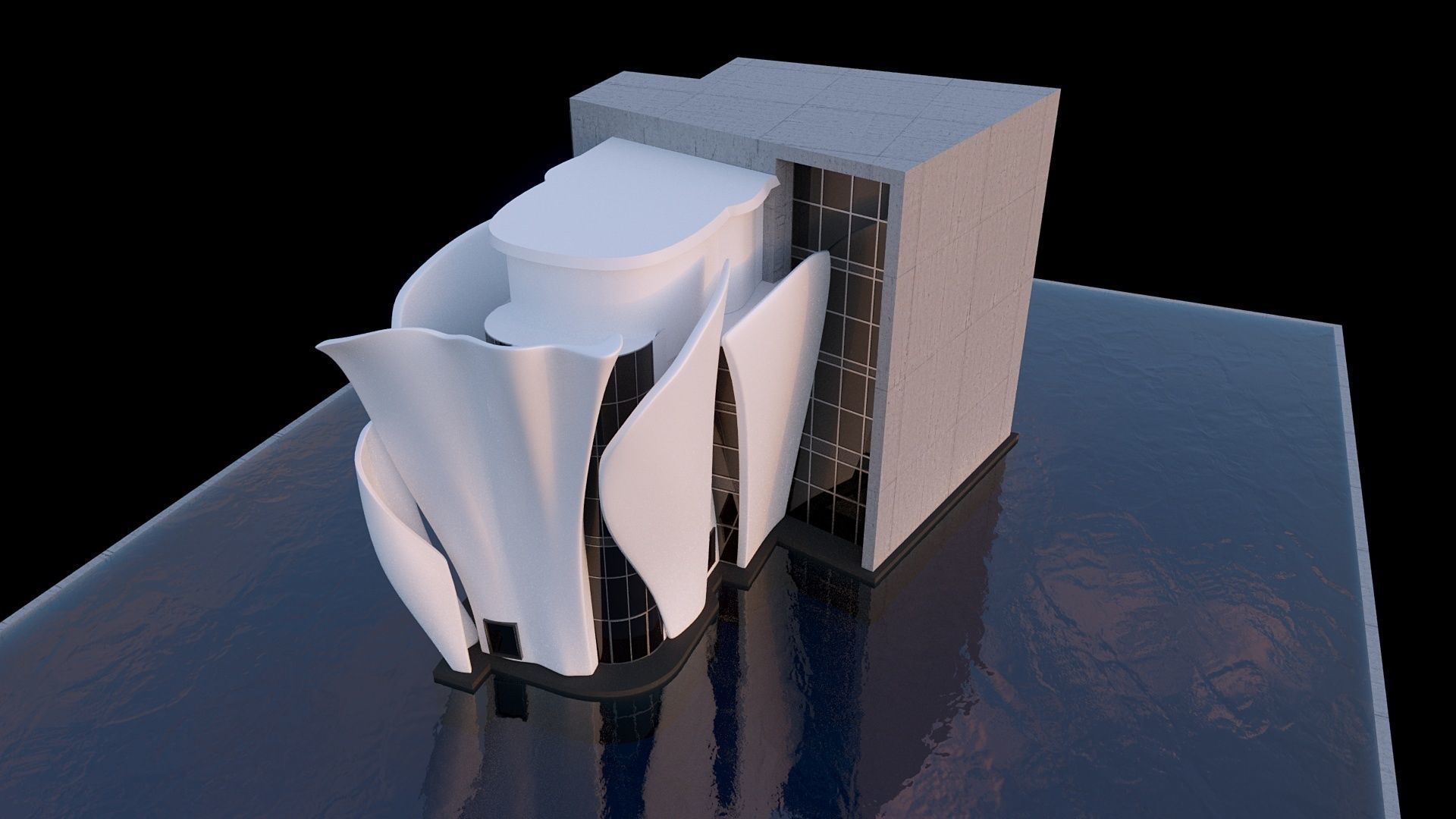 Futuristic commercial building 01 3D model_4
