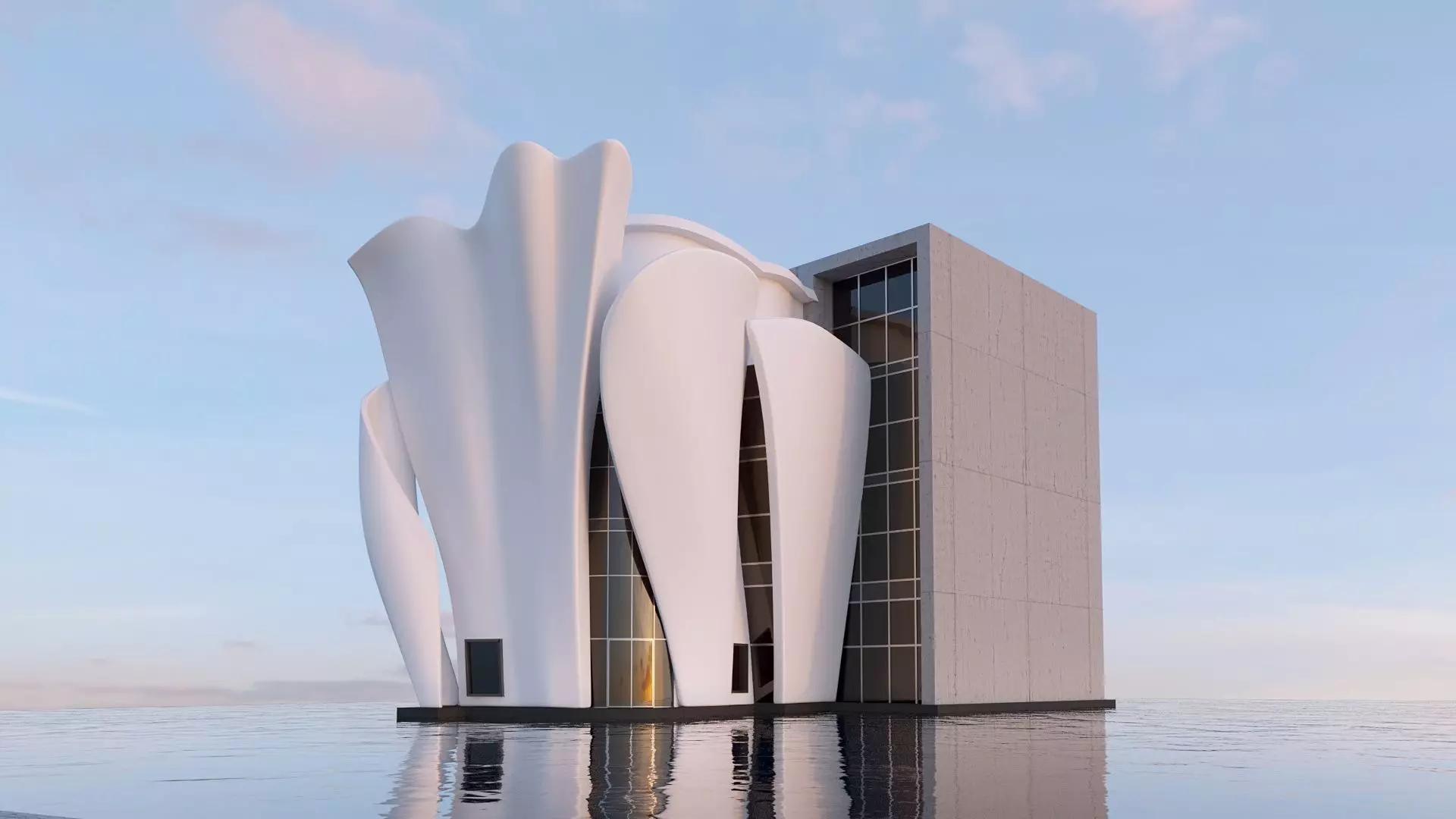 Futuristic commercial building 01 3D model_0