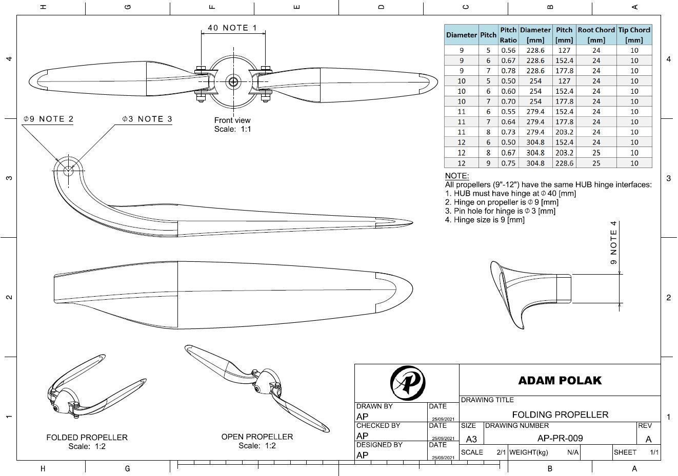FOLDING PROPELLER HUB SPINNER AP-SP-002 Free 3D print model_11