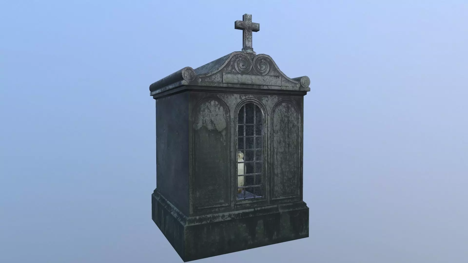 Mausoleum with a pot Low-poly 3D model_0
