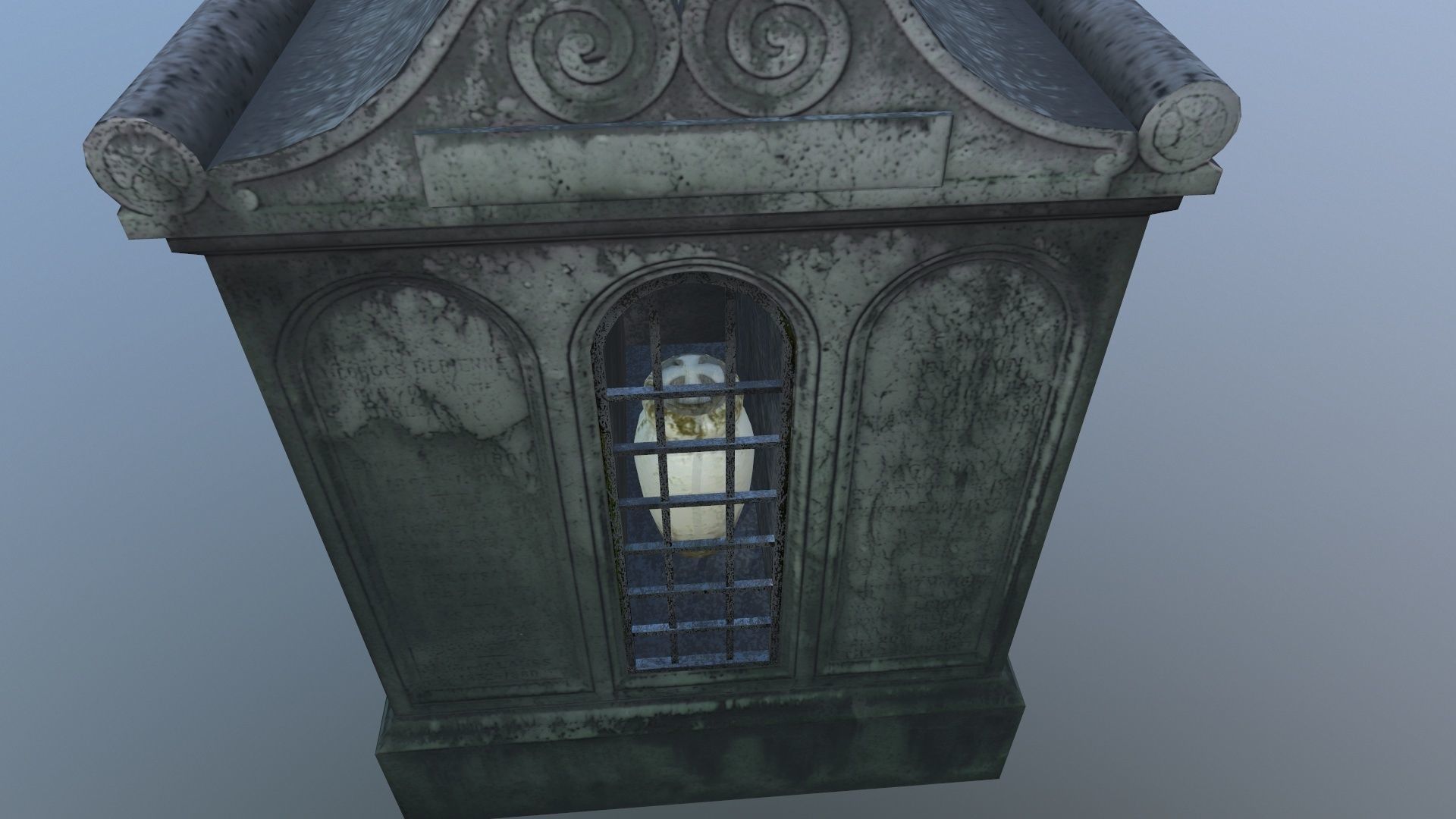 Mausoleum with a pot Low-poly 3D model_3