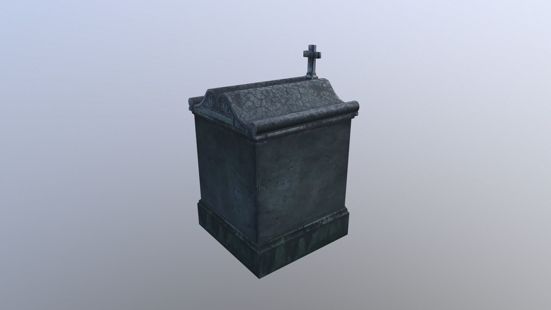 Mausoleum with a pot Low-poly 3D model_4