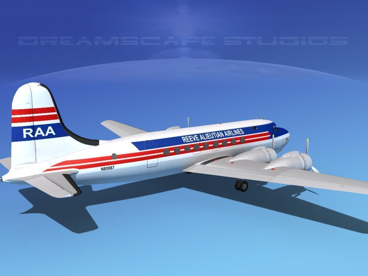 Douglas DC-4 Reeve Aleutian 3D model_5