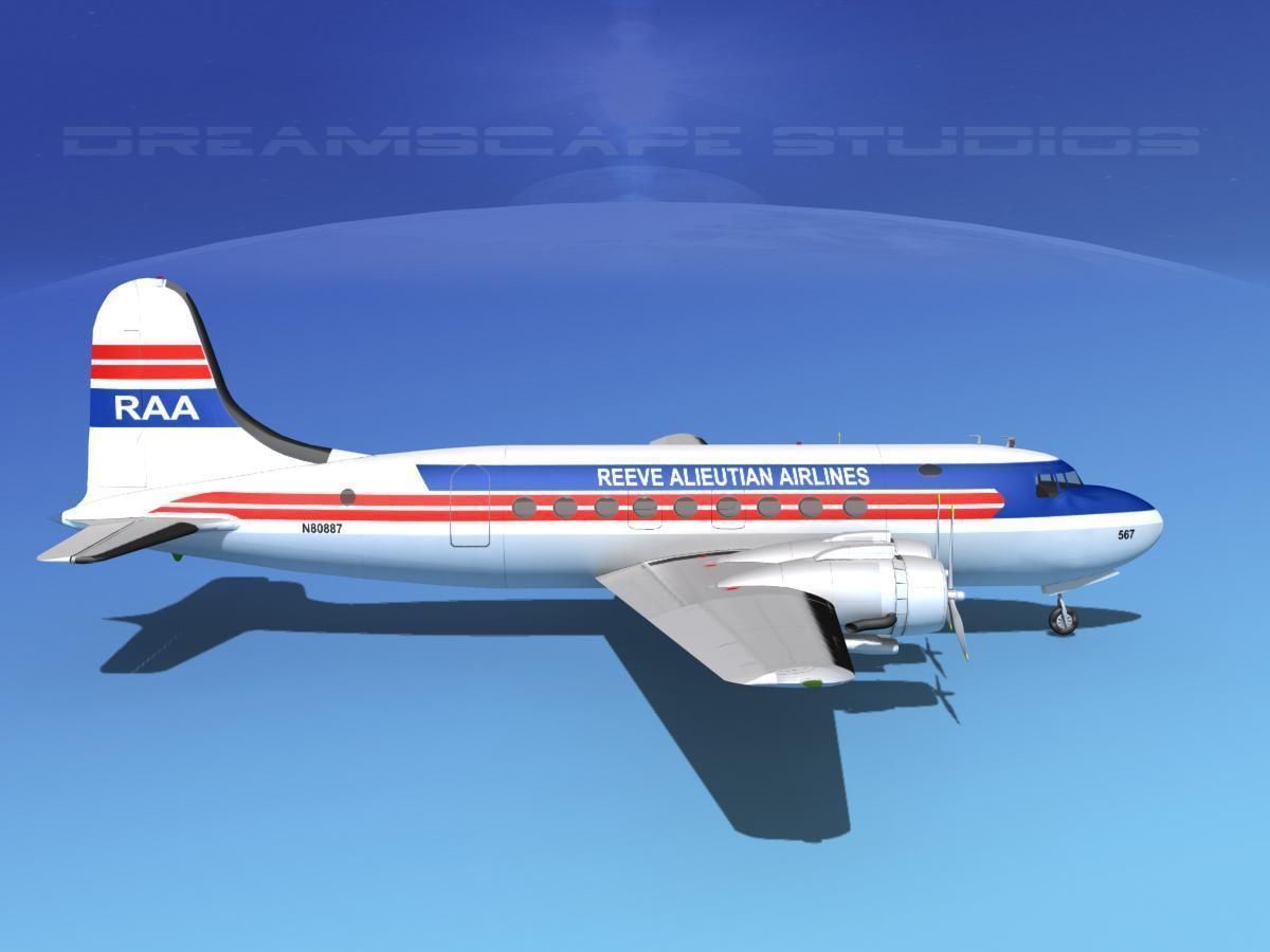 Douglas DC-4 Reeve Aleutian 3D model_4