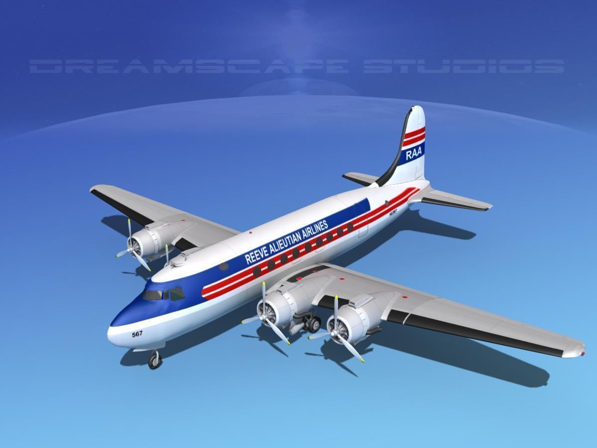 Douglas DC-4 Reeve Aleutian 3D model_10