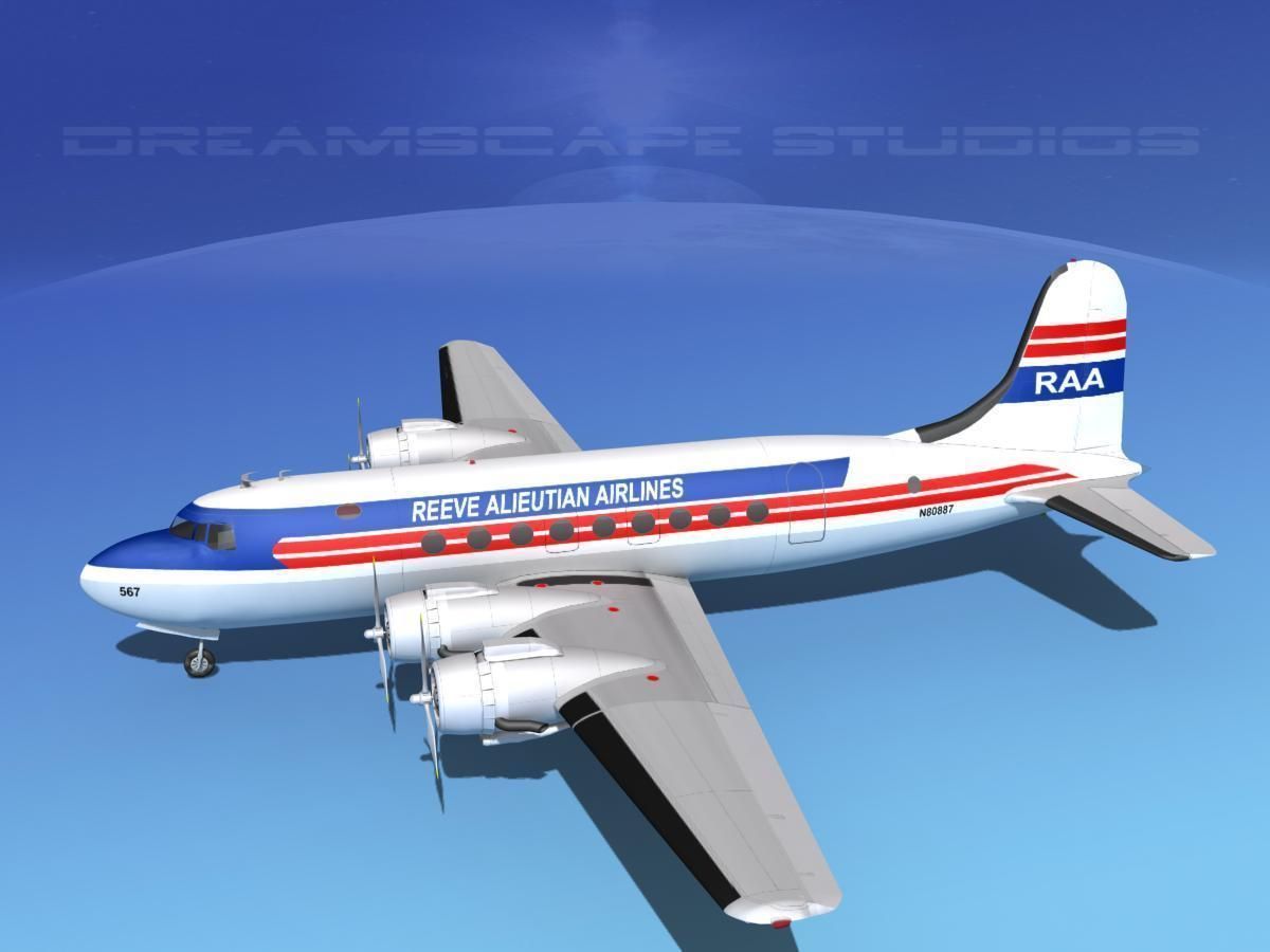 Douglas DC-4 Reeve Aleutian 3D model_9