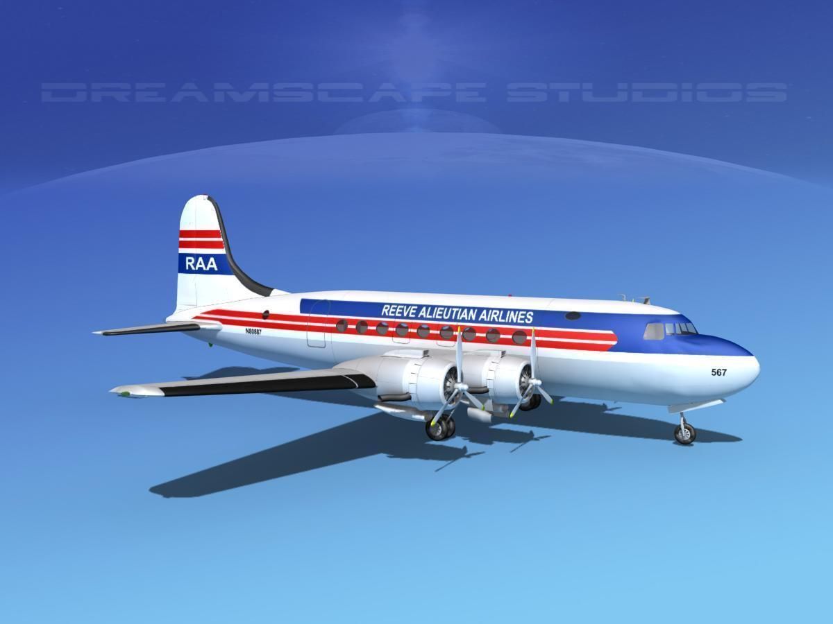 Douglas DC-4 Reeve Aleutian 3D model_3