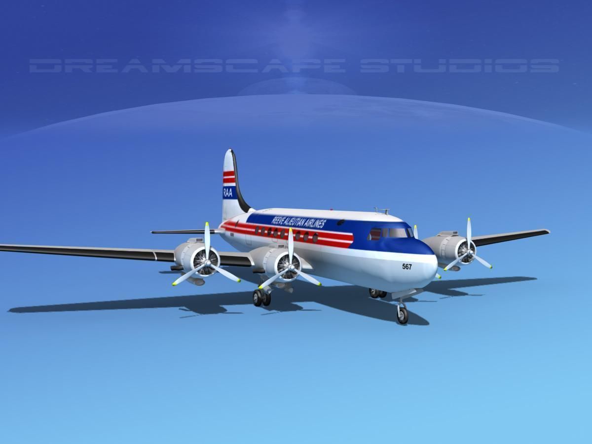 Douglas DC-4 Reeve Aleutian 3D model_2