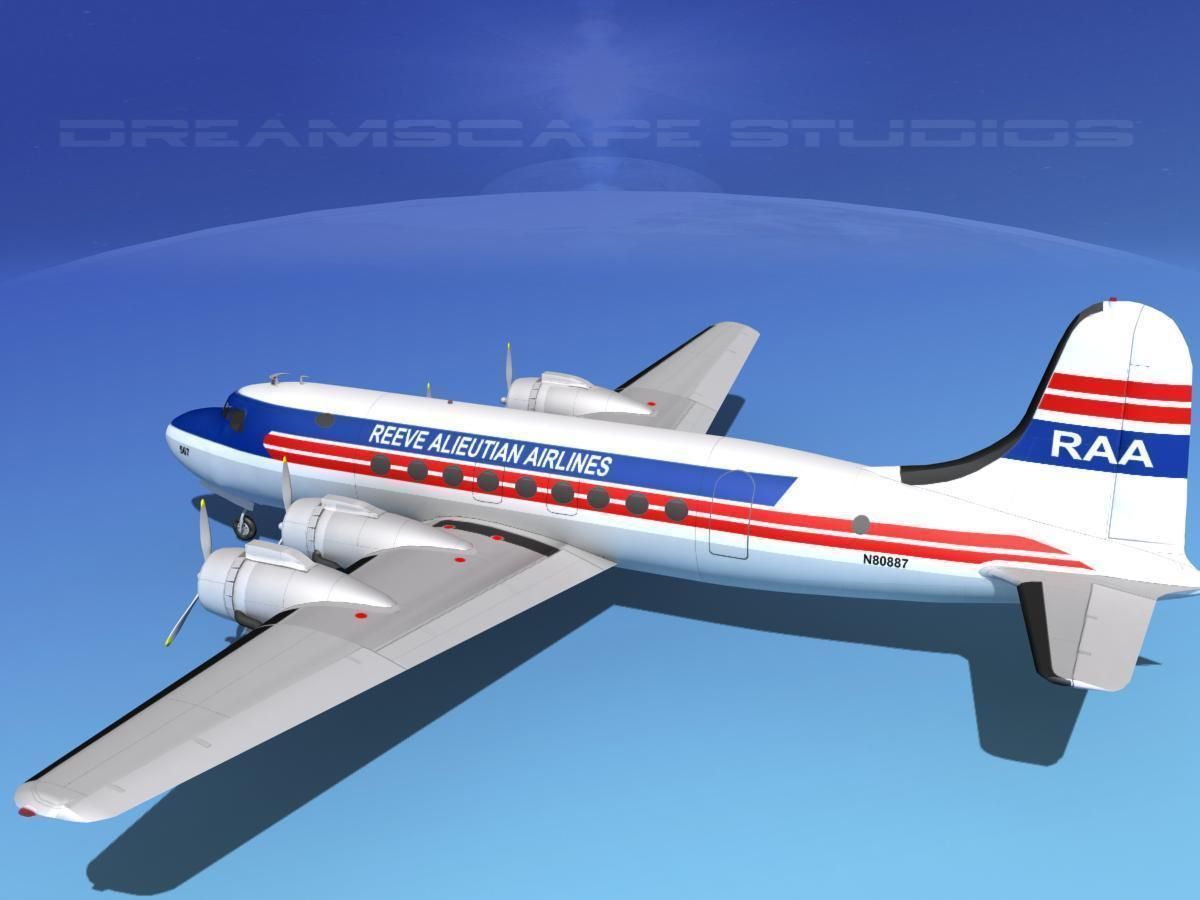 Douglas DC-4 Reeve Aleutian 3D model_8