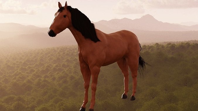 Horse in forest Low-poly 3D model