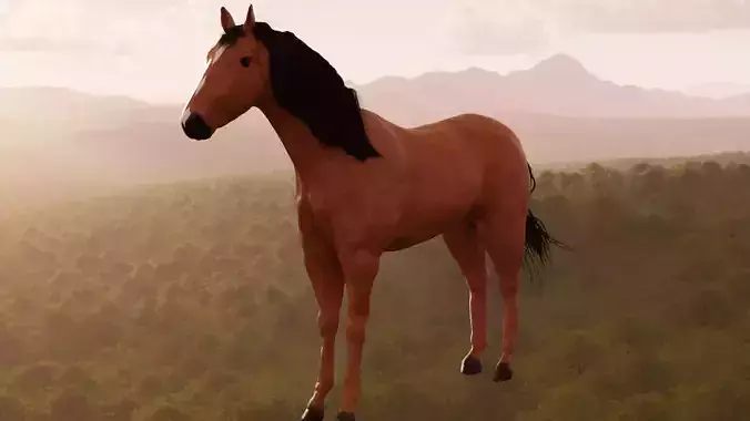 Horse in forest Low-poly 3D model